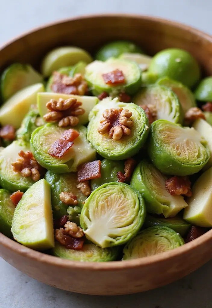25 Brussel Sprout Salad Recipes with Bacon for a Flavorful Crunch 1 25 Brussel Sprout Salad Recipes with Bacon for a Flavorful Crunch - 1. Crisp Raw Brussel Sprout Salad with Bacon and Apples