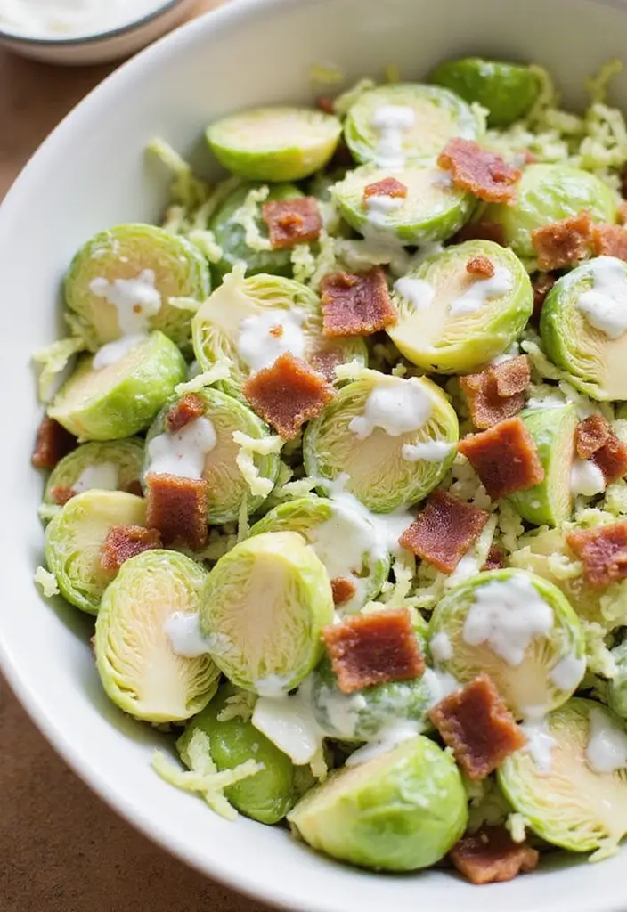 25 Brussel Sprout Salad Recipes with Bacon for a Flavorful Crunch 97 25 Brussel Sprout Salad Recipes with Bacon for a Flavorful Crunch - 19. Creamy Brussel Sprout Salad with Bacon and Ranch Dressing