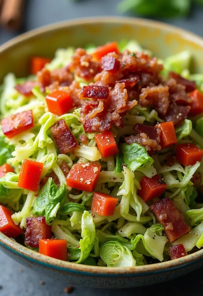 25 Brussel Sprout Salad Recipes with Bacon for a Flavorful Crunch 120 25 Brussel Sprout Salad Recipes with Bacon for a Flavorful Crunch - 24. Brussel Sprout Salad with Bacon and Bell Peppers