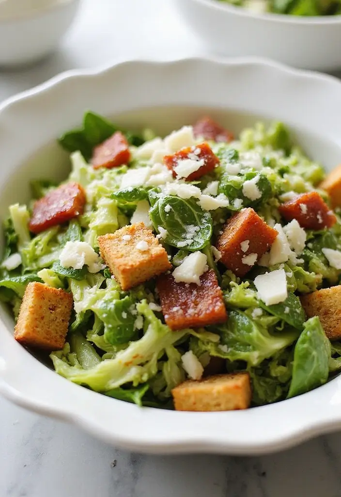 25 Brussel Sprout Salad Recipes with Bacon for a Flavorful Crunch 13 25 Brussel Sprout Salad Recipes with Bacon for a Flavorful Crunch - 3. Brussel Sprout Caesar Salad with Bacon Croutons