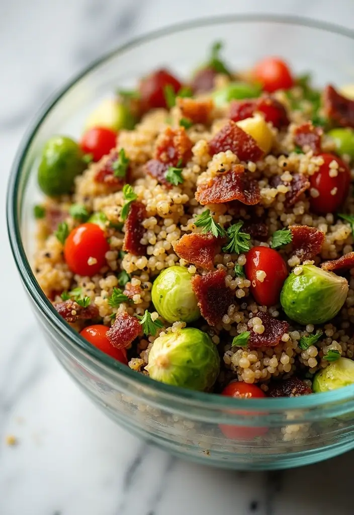 25 Brussel Sprout Salad Recipes with Bacon for a Flavorful Crunch 20 25 Brussel Sprout Salad Recipes with Bacon for a Flavorful Crunch - 4. Brussel Sprouts and Bacon Quinoa Salad