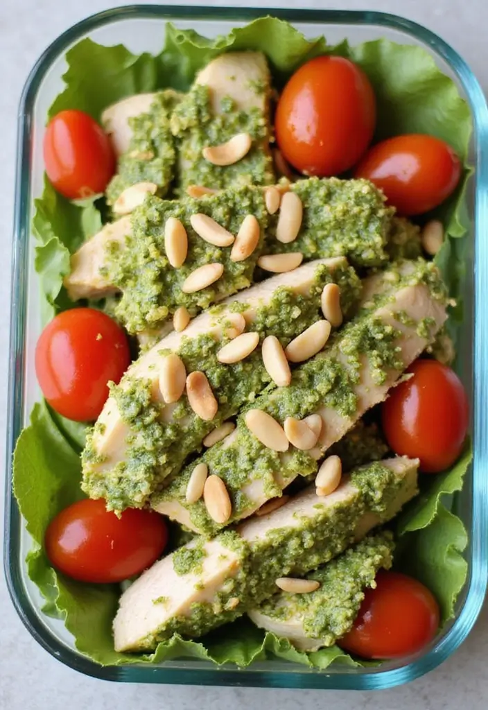 25 Chicken Salad Meal Prep Lunch Recipes for a Healthy Week 56 25 Chicken Salad Meal Prep Lunch Recipes for a Healthy Week - 12. Pesto Chicken Salad