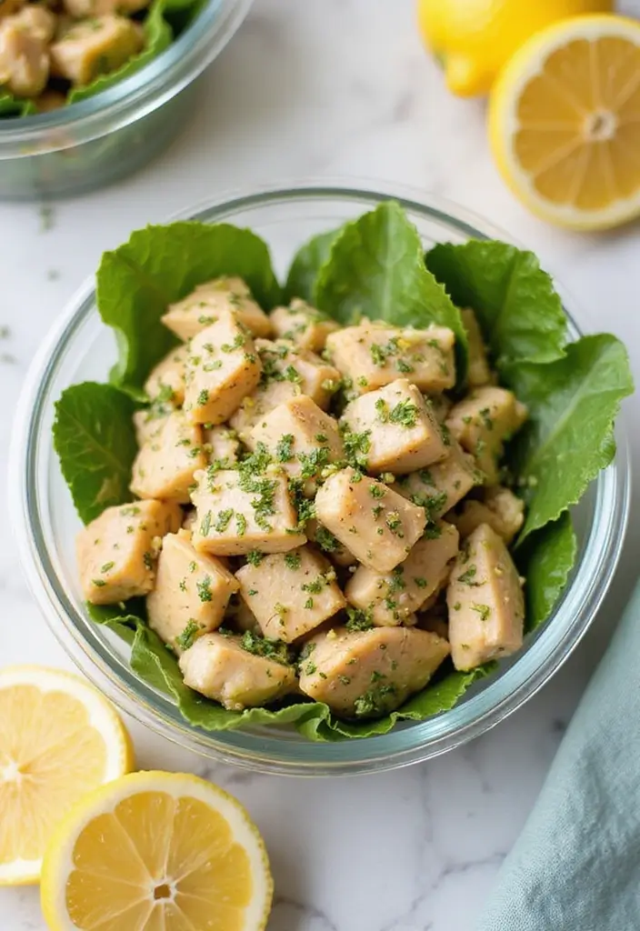 25 Chicken Salad Meal Prep Lunch Recipes for a Healthy Week 112 25 Chicken Salad Meal Prep Lunch Recipes for a Healthy Week - 22. Lemon Garlic Chicken Salad