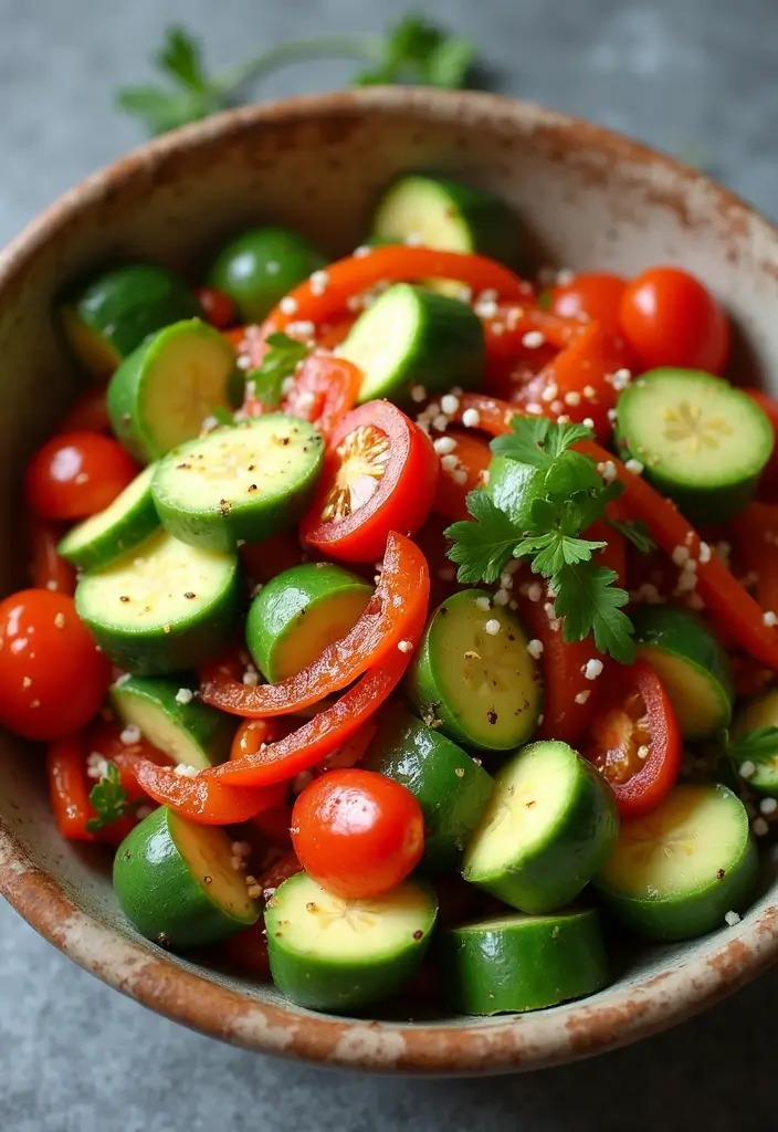 25 Cucumber Tomato Avocado Salad Recipes for a Summer Refresh 85 25 Cucumber Tomato Avocado Salad Recipes for a Summer Refresh - 15. Cucumber Tomato Avocado Salad with Roasted Peppers