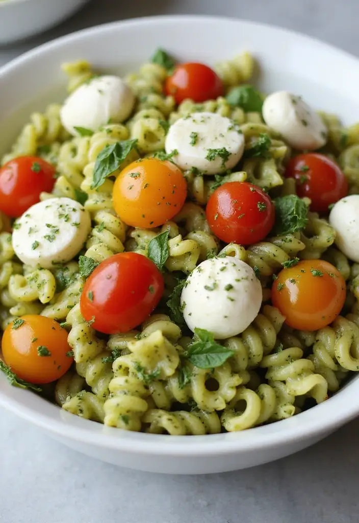 25 Easy Salad Recipes for Dinner That Feel Like a Full Meal 48 25 Easy Salad Recipes for Dinner That Feel Like a Full Meal - 10. Pesto Pasta Salad