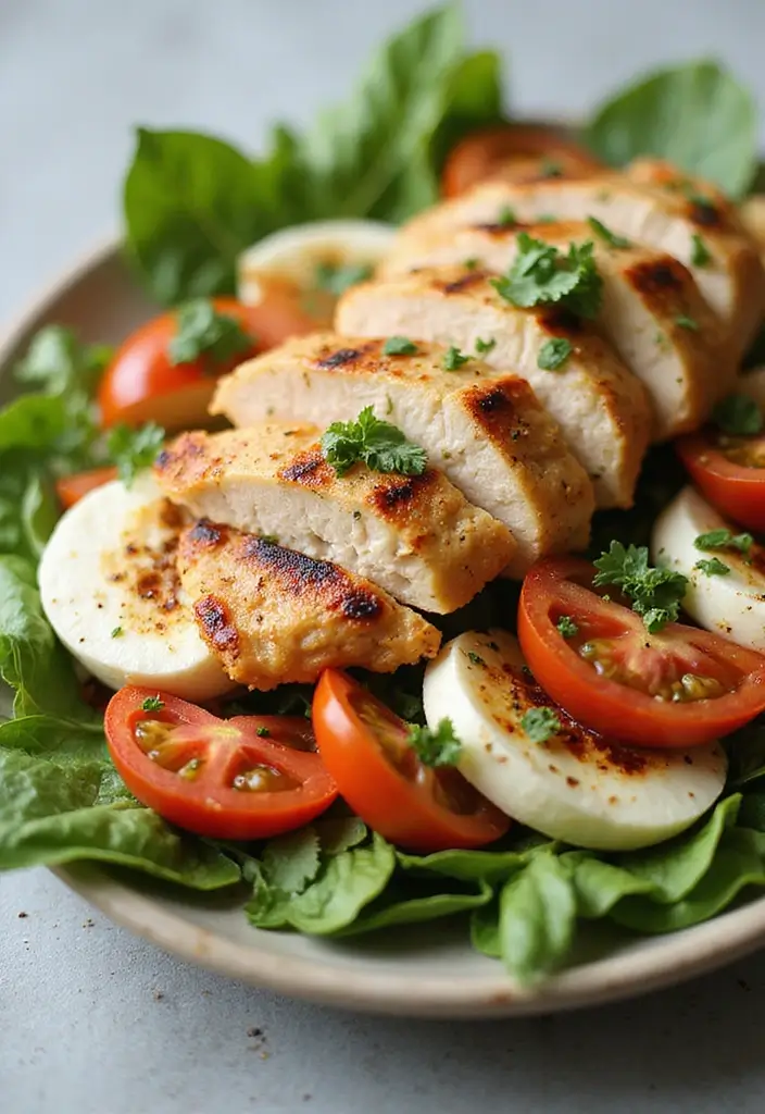 25 Easy Salad Recipes for Dinner That Feel Like a Full Meal 53 25 Easy Salad Recipes for Dinner That Feel Like a Full Meal - 11. Caprese Salad with Grilled Chicken