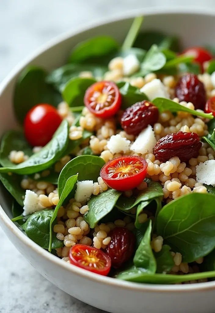 25 Easy Salad Recipes for Dinner That Feel Like a Full Meal 80 25 Easy Salad Recipes for Dinner That Feel Like a Full Meal - 16. Farro and Spinach Salad