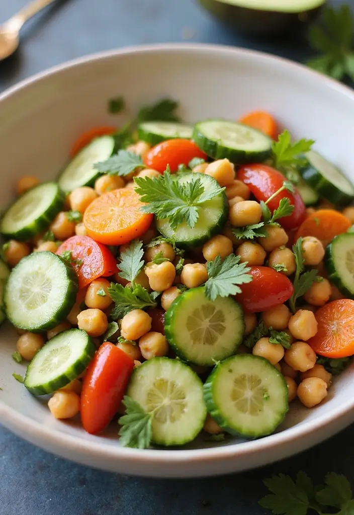 25 Easy Salad Recipes for Dinner That Feel Like a Full Meal 105 25 Easy Salad Recipes for Dinner That Feel Like a Full Meal - 21. Chickpea and Cucumber Salad
