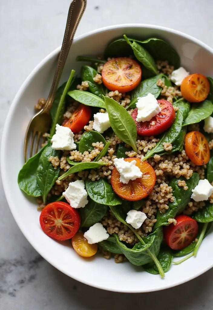 25 Easy Salad Recipes for Dinner That Feel Like a Full Meal 18 25 Easy Salad Recipes for Dinner That Feel Like a Full Meal - 4. Spinach and Farro Salad