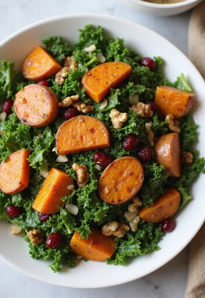 25 Fall Salad Recipes with Sweet Potato for Cozy Days 1 25 Fall Salad Recipes with Sweet Potato for Cozy Days - 1. Roasted Sweet Potato and Kale Salad