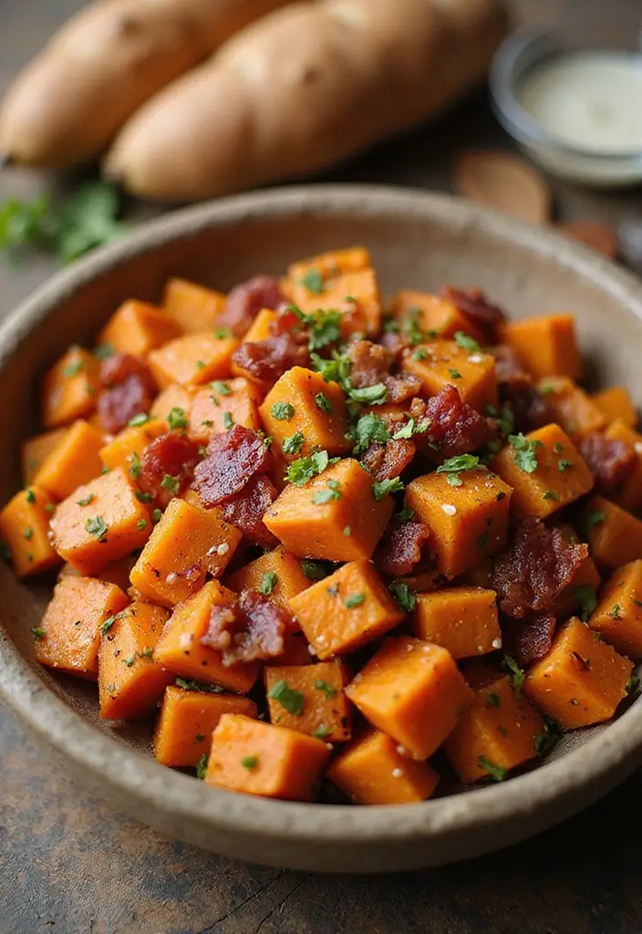 25 Fall Salad Recipes with Sweet Potato for Cozy Days 106 25 Fall Salad Recipes with Sweet Potato for Cozy Days - 20. Sweet Potato and Bacon Salad