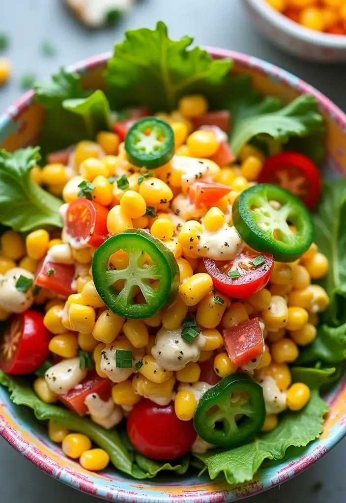 25 Fresh Salad Recipes with Spring Mix Lettuce for Every Season 102 25 Fresh Salad Recipes with Spring Mix Lettuce for Every Season - 22. Fiery Jalapeño Corn Salad