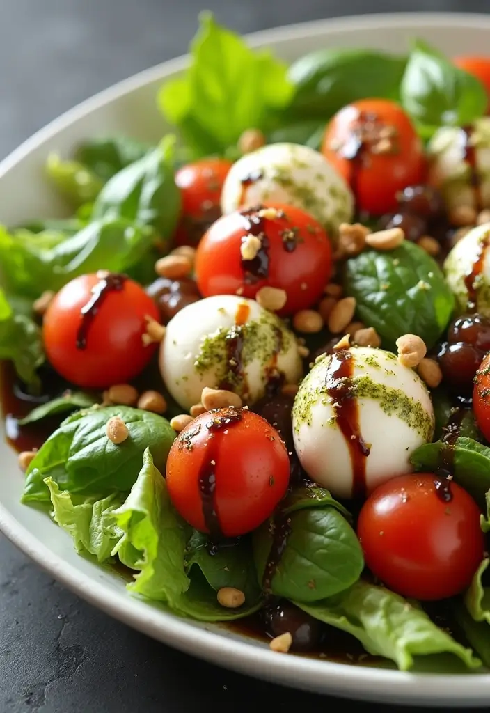 25 Fresh Salad Recipes with Spring Mix Lettuce for Every Season 25 25 Fresh Salad Recipes with Spring Mix Lettuce for Every Season - 7. Caprese Salad with Pesto