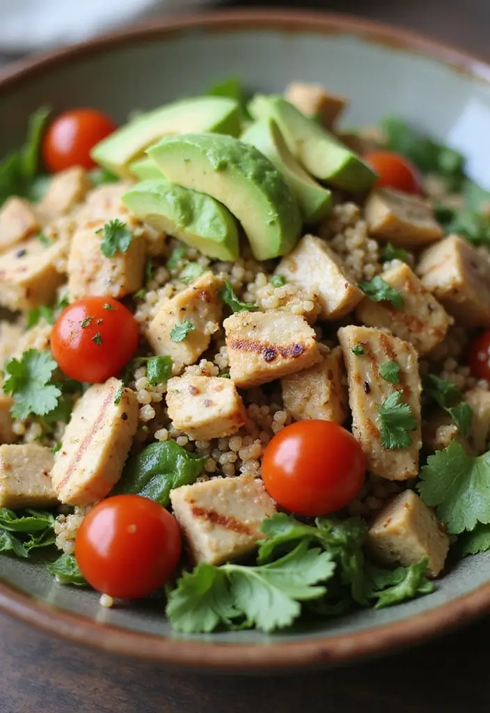 25 Green Salad with Chicken Recipes for a Quick Balanced Meal 50 25 Green Salad with Chicken Recipes for a Quick Balanced Meal - 10. Quinoa Chicken Salad with Avocado