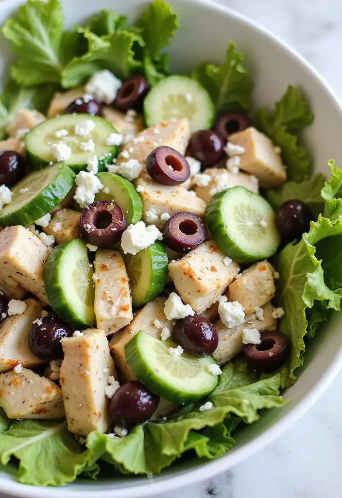 25 Green Salad with Chicken Recipes for a Quick Balanced Meal 53 25 Green Salad with Chicken Recipes for a Quick Balanced Meal - 11. Greek Chicken Salad Bowl