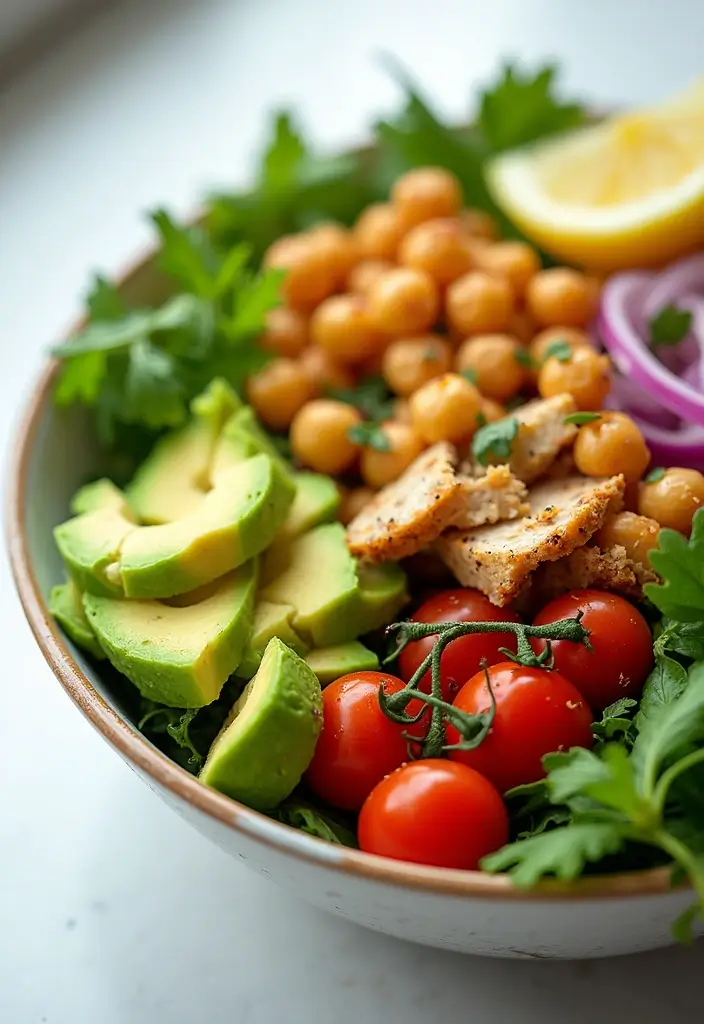 25 Green Salad with Chicken Recipes for a Quick Balanced Meal 60 25 Green Salad with Chicken Recipes for a Quick Balanced Meal - 12. Avocado and Chickpea Salad with Chicken