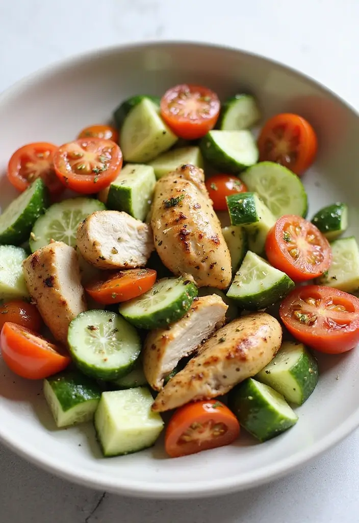 25 Green Salad with Chicken Recipes for a Quick Balanced Meal 72 25 Green Salad with Chicken Recipes for a Quick Balanced Meal - 14. Cucumber and Tomato Chicken Salad