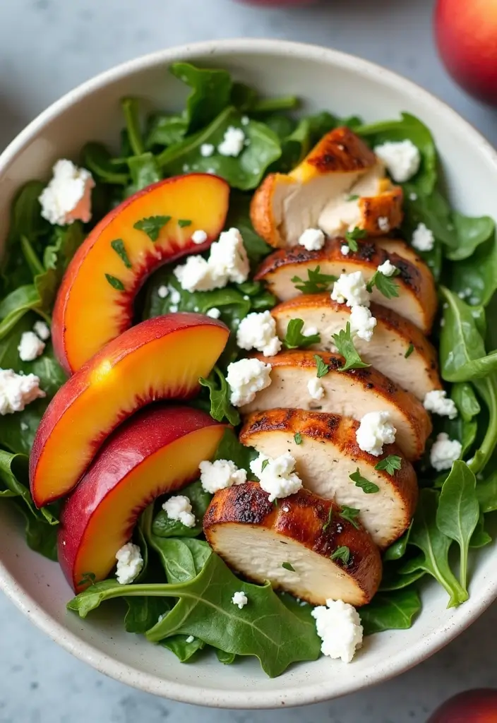 25 Green Salad with Chicken Recipes for a Quick Balanced Meal 108 25 Green Salad with Chicken Recipes for a Quick Balanced Meal - 20. Grilled Peach and Chicken Salad