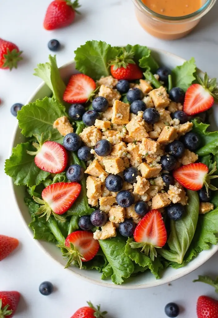 25 Green Salad with Chicken Recipes for a Quick Balanced Meal 47 25 Green Salad with Chicken Recipes for a Quick Balanced Meal - 9. Berry Chicken Salad with Poppy Seed Dressing