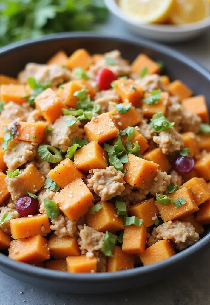 25 High Protein Tuna Salad Recipes for Quick Meal Prep 46 25 High Protein Tuna Salad Recipes for Quick Meal Prep - 8. Sweet Potato Tuna Salad