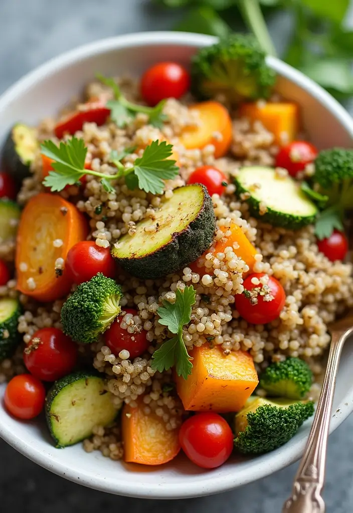 25 High Protein Vegan Salad Recipes That Actually Taste Amazing 127 25 High Protein Vegan Salad Recipes That Actually Taste Amazing - 23. Roasted Vegetable & Quinoa Salad