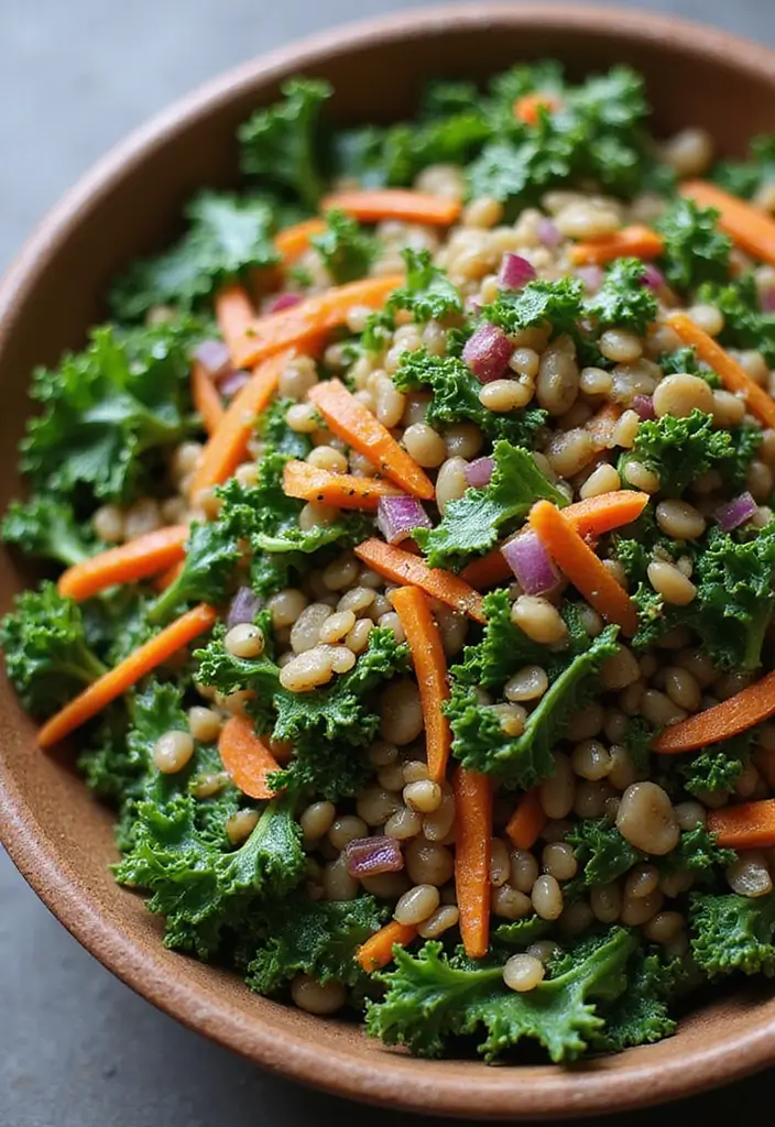 25 High Protein Vegan Salad Recipes That Actually Taste Amazing 11 25 High Protein Vegan Salad Recipes That Actually Taste Amazing - 3. Lentil & Kale Salad