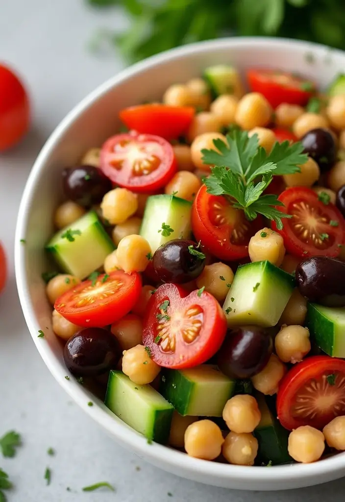 25 High Protein Vegan Salad Recipes That Actually Taste Amazing 23 25 High Protein Vegan Salad Recipes That Actually Taste Amazing - 5. Mediterranean Chickpea Salad