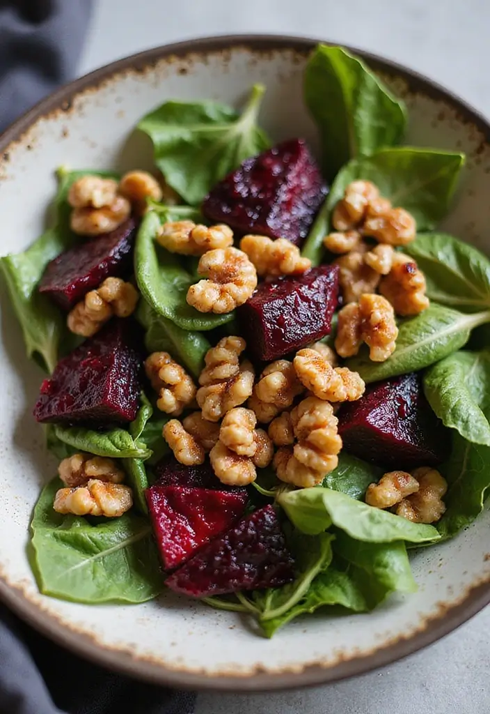 25 High Protein Vegan Salad Recipes That Actually Taste Amazing 47 25 High Protein Vegan Salad Recipes That Actually Taste Amazing - 9. Roasted Beet & Walnut Salad