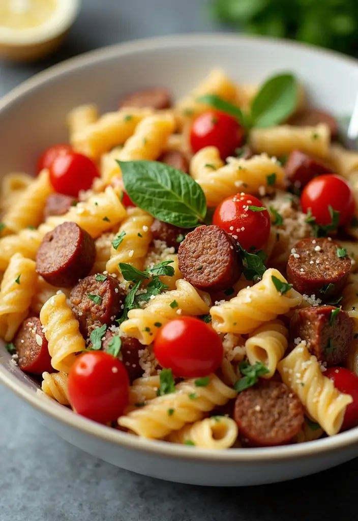 25 Main Dish Pasta Salad Recipes That Are Satisfying and Easy 46 25 Main Dish Pasta Salad Recipes That Are Satisfying and Easy - 10. Italian Sausage Pasta Salad