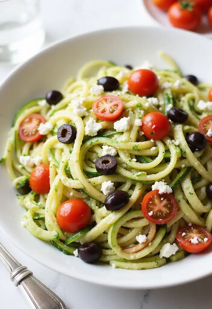 25 Main Dish Pasta Salad Recipes That Are Satisfying and Easy 73 25 Main Dish Pasta Salad Recipes That Are Satisfying and Easy - 15. Zucchini Noodle Pasta Salad