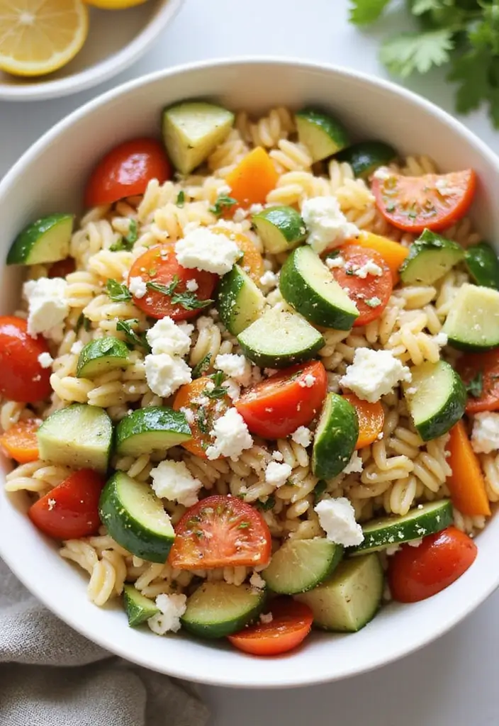 25 Main Dish Pasta Salad Recipes That Are Satisfying and Easy 117 25 Main Dish Pasta Salad Recipes That Are Satisfying and Easy - 23. Greek Orzo Pasta Salad