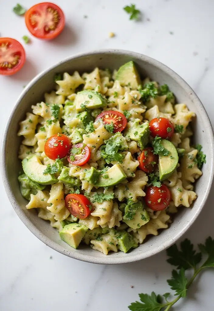 25 Main Dish Pasta Salad Recipes That Are Satisfying and Easy 45 25 Main Dish Pasta Salad Recipes That Are Satisfying and Easy - 9. Creamy Avocado Pasta Salad