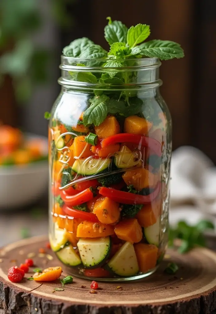 25 Mason Jar Salad Recipes That Are Fresh, Fun, and Healthy 47 25 Mason Jar Salad Recipes That Are Fresh, Fun, and Healthy - 11. Roasted Vegetable Salad