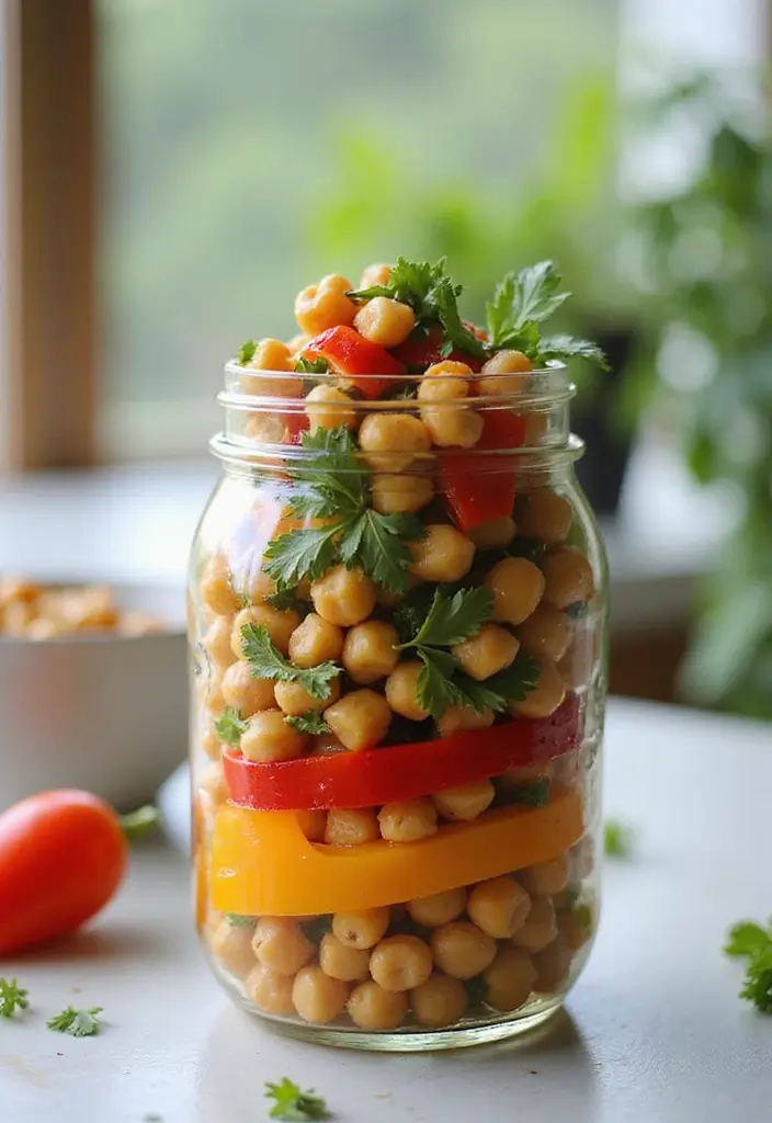 25 Mason Jar Salad Recipes That Are Fresh, Fun, and Healthy 4 25 Mason Jar Salad Recipes That Are Fresh, Fun, and Healthy - 2. Mediterranean Chickpea Salad