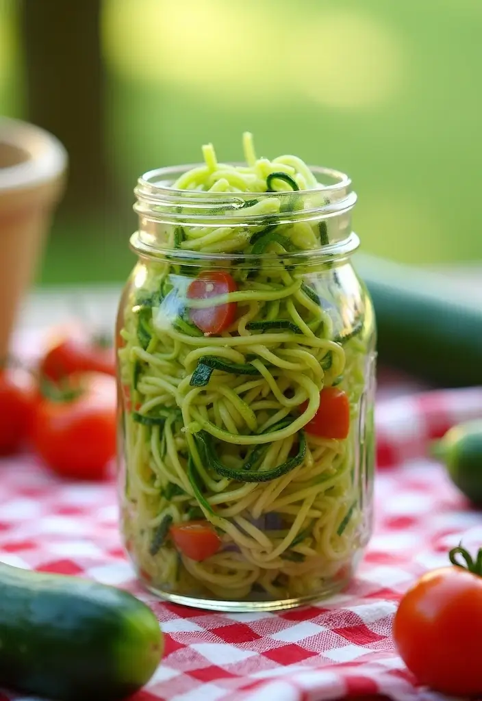 25 Mason Jar Salad Recipes That Are Fresh, Fun, and Healthy 117 25 Mason Jar Salad Recipes That Are Fresh, Fun, and Healthy - 25. Zucchini Noodle Salad