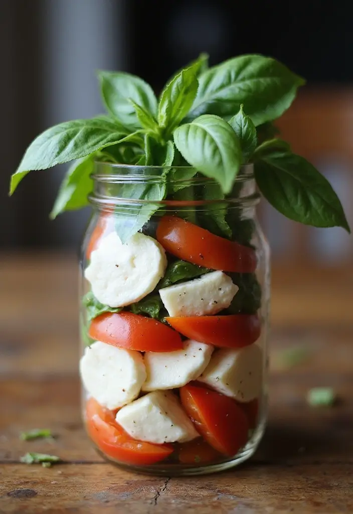 25 Mason Jar Salad Recipes That Are Fresh, Fun, and Healthy 21 25 Mason Jar Salad Recipes That Are Fresh, Fun, and Healthy - 5. Caprese Salad with Pesto