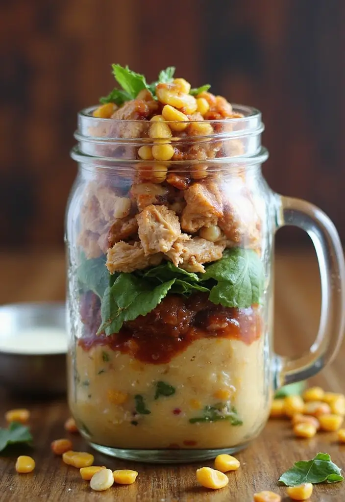 25 Mason Jar Salad Recipes That Are Fresh, Fun, and Healthy 39 25 Mason Jar Salad Recipes That Are Fresh, Fun, and Healthy - 9. BBQ Chicken Salad