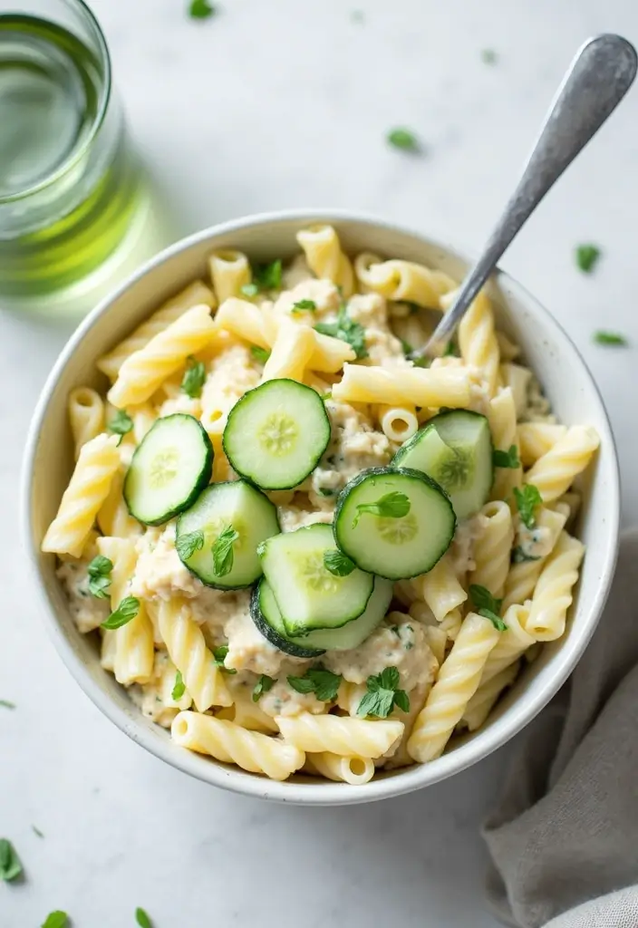 25 Pasta Salad Recipes That Are 100% Gluten Free and Flavorful 78 25 Pasta Salad Recipes That Are 100% Gluten Free and Flavorful - 14. Creamy Cucumber Pasta Salad