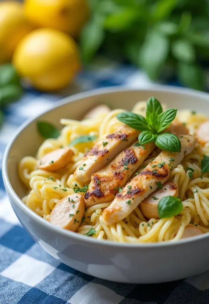 25 Pasta Salad Recipes for BBQ That Steal the Show 120 25 Pasta Salad Recipes for BBQ That Steal the Show - 24. Lemon Basil Pasta Salad with Grilled Chicken