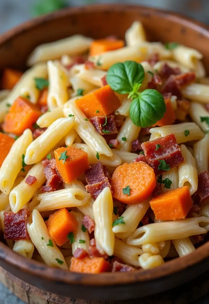 25 Pasta Salad Recipes with Bacon Ranch for Creamy Perfection 109 25 Pasta Salad Recipes with Bacon Ranch for Creamy Perfection - 21. Bacon Ranch Pasta Salad with Sweet Potatoes