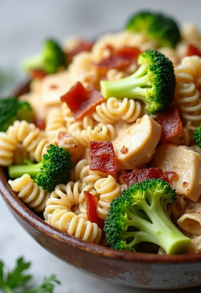 25 Pasta Salad Recipes with Bacon Ranch for Creamy Perfection 11 25 Pasta Salad Recipes with Bacon Ranch for Creamy Perfection - 3. Creamy Bacon Ranch Chicken Pasta Salad