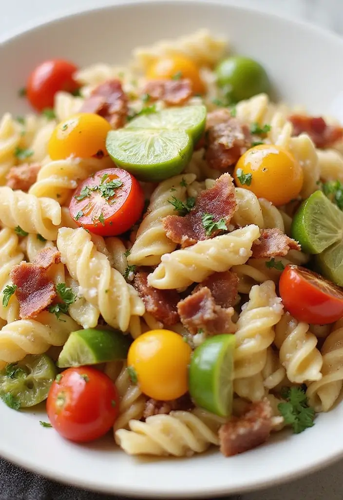 25 Pasta Salad Recipes with Bacon Ranch for Creamy Perfection 19 25 Pasta Salad Recipes with Bacon Ranch for Creamy Perfection - 5. Bacon Ranch Veggie Pasta Salad