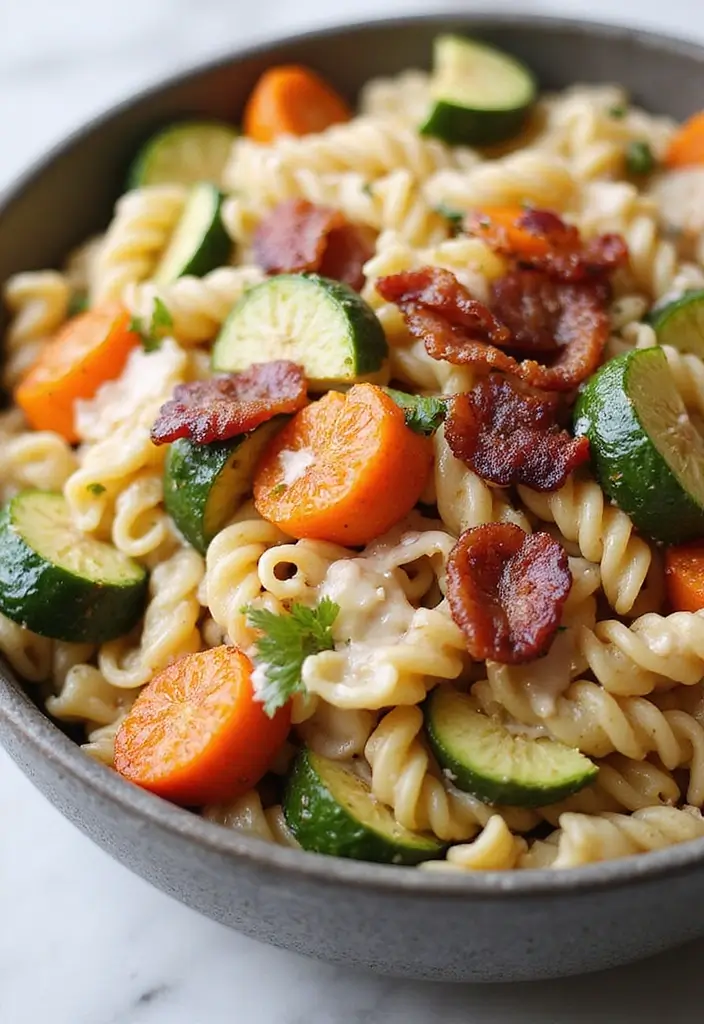 25 Pasta Salad Recipes with Bacon Ranch for Creamy Perfection 26 25 Pasta Salad Recipes with Bacon Ranch for Creamy Perfection - 6. Roasted Vegetable Bacon Ranch Pasta Salad