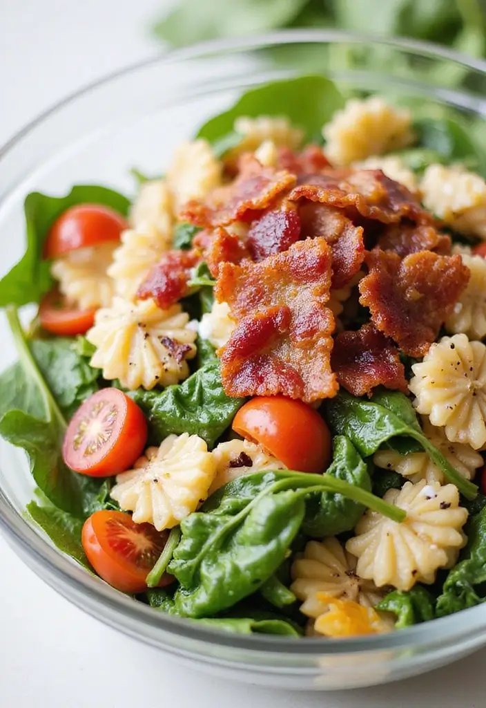 25 Pasta Salad Recipes with Bacon Ranch for Creamy Perfection 33 25 Pasta Salad Recipes with Bacon Ranch for Creamy Perfection - 7. Bacon Ranch Spinach Pasta Salad