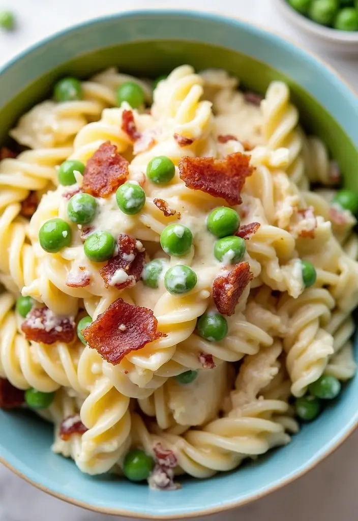 25 Pasta Salad Recipes with Bacon Ranch for Creamy Perfection 47 25 Pasta Salad Recipes with Bacon Ranch for Creamy Perfection - 9. Bacon Ranch Pasta Salad with Peas