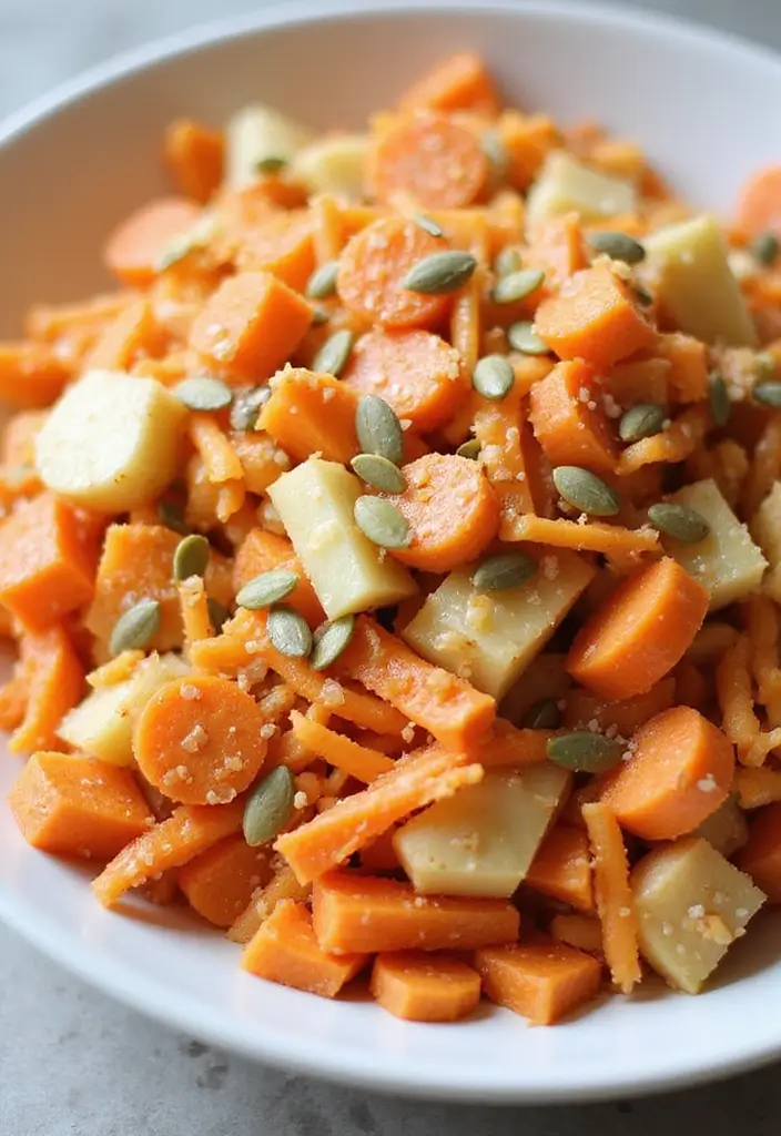 25 Raw Vegetable Salad Recipes That Are Crunchy and Healthy 74 25 Raw Vegetable Salad Recipes That Are Crunchy and Healthy - 14. Carrot and Apple Slaw