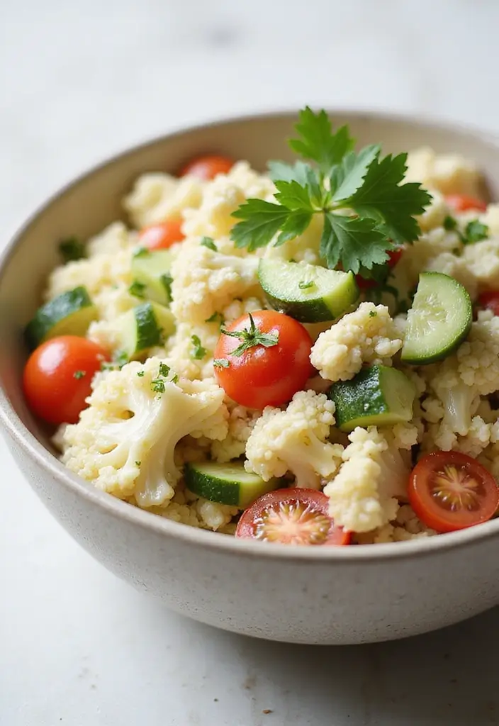 25 Raw Vegetable Salad Recipes That Are Crunchy and Healthy 83 25 Raw Vegetable Salad Recipes That Are Crunchy and Healthy - 17. Cauliflower Rice Salad