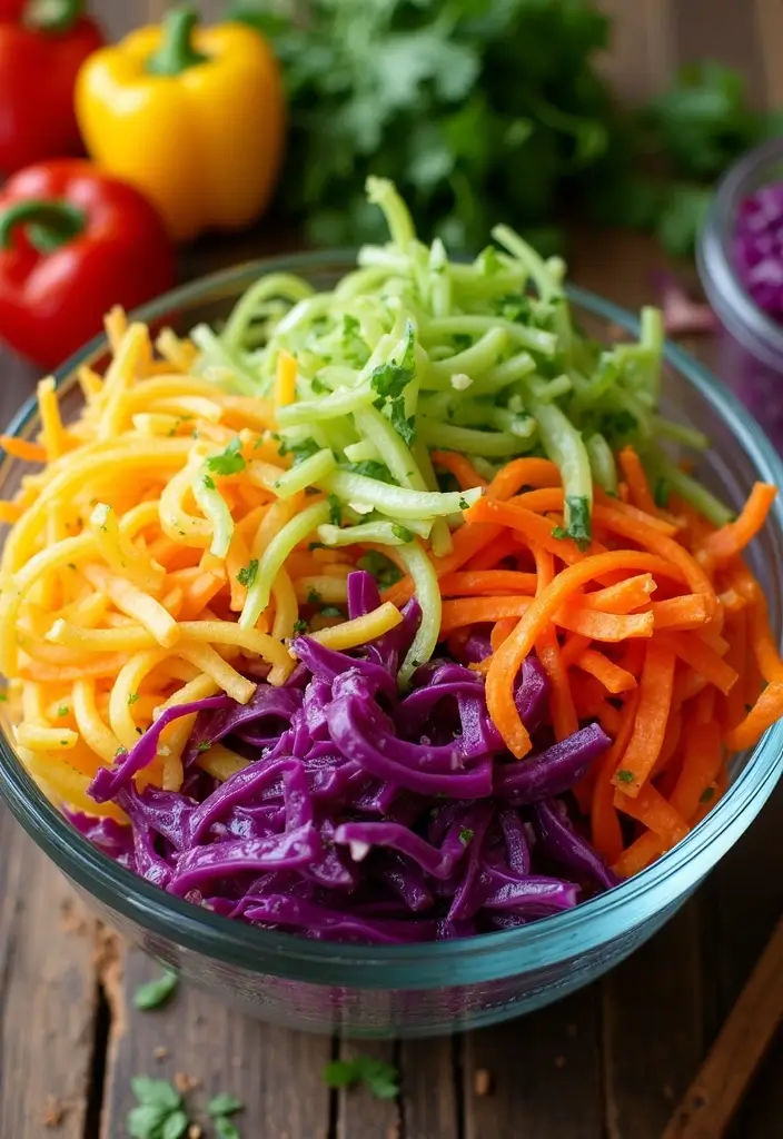 25 Raw Vegetable Salad Recipes That Are Crunchy and Healthy 8 25 Raw Vegetable Salad Recipes That Are Crunchy and Healthy - 2. Crunchy Rainbow Slaw
