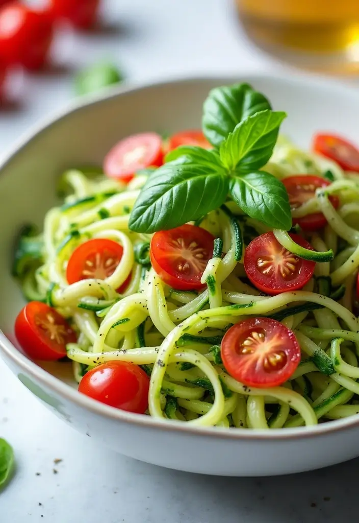 25 Raw Vegetable Salad Recipes That Are Crunchy and Healthy 114 25 Raw Vegetable Salad Recipes That Are Crunchy and Healthy - 22. Chilled Zucchini Noodle Salad