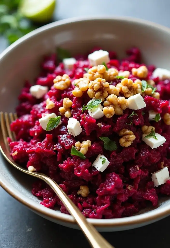 25 Raw Vegetable Salad Recipes That Are Crunchy and Healthy 22 25 Raw Vegetable Salad Recipes That Are Crunchy and Healthy - 4. Crunchy Beetroot and Feta Salad